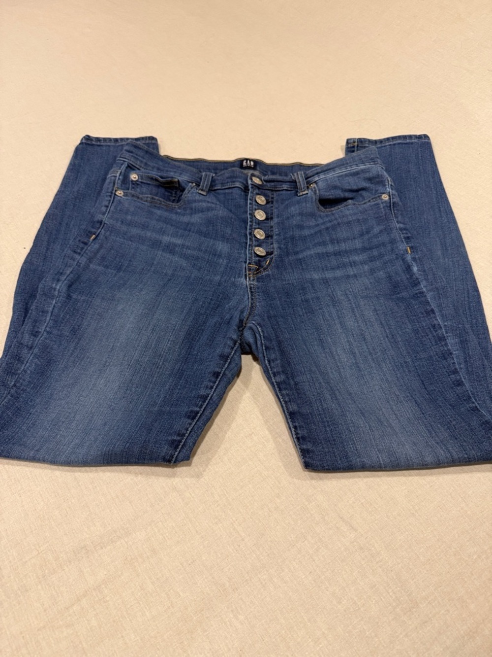 GAP Denim High Raise Leggings Women’s size 30R Blue Button-Fly Skinny Stretch